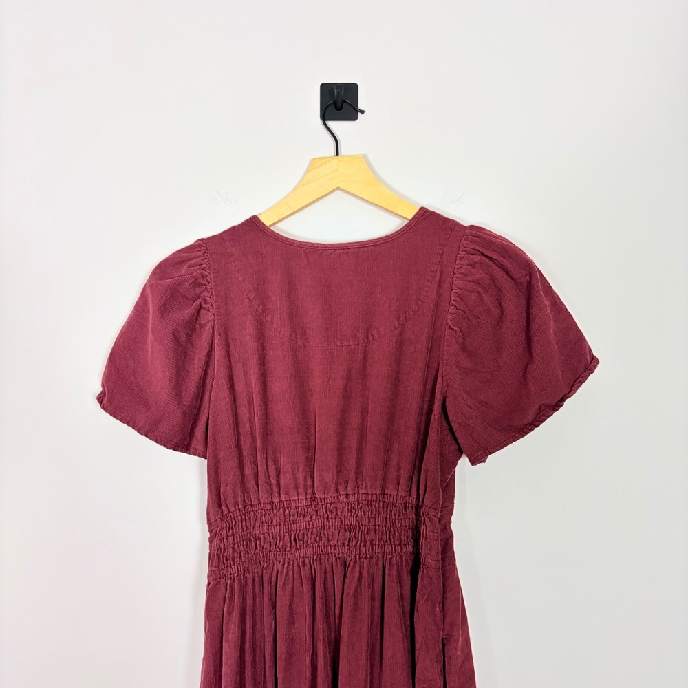 Anthropologie Somerset Maxi Dress Corduroy Edition Burgundy Wine Red S OB1790773 - Picture 9 of 9